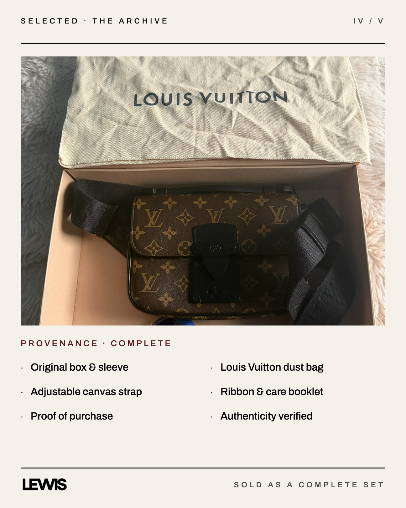 Louis Vuitton S-Lock Sling Bag — Monogram Macassar